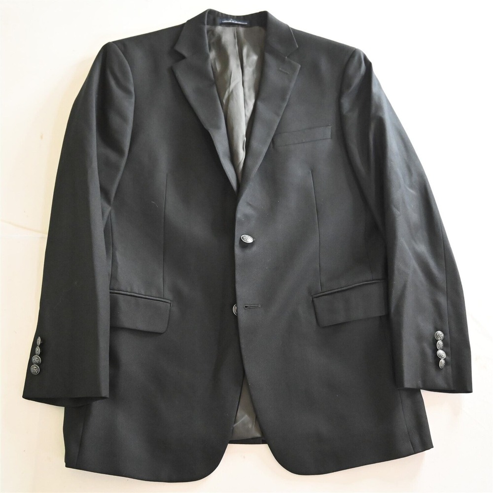 Hart Schaffner Marx 42R Black 100% Wool Mens Blazer Suit‎ Jacket Sport Coat